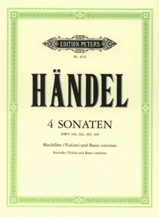4 Sonaten f�r Blockfl�te (Violine) und Bc
