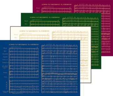 Beethoven, Ludwig van: Geschenkpapier-Set 9. Symphonie gold auf dunkelblau, weinrot, dunkelgrn und champagner, 68x48cm Verpackungseinheit enthlt 4x5 Bgen