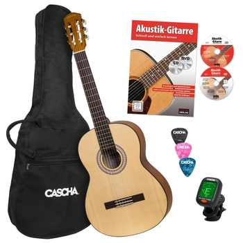 Set Konzertgitarre 4/4  (Buch+ Audio Online +Instrument +Tasche +3Picks +Tuner)