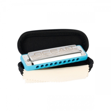 Ocean Rock Blues Mundharmonika in F-Dur, blau (inkl. stylischem Softcase uns Putztuch)