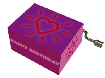 Spieluhr Melody Happy Birthday  Motiv Herz mit Strahlen, violet