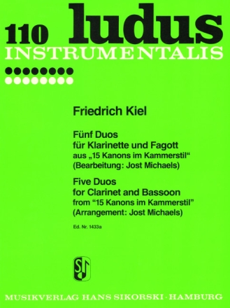5 Duos aus 15 Kanons im Kammerstil f�r Klarinette und Fagott Stimmen