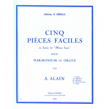 5 PIECES FACILES EN FORME DE MESSE BASSE POUR HARMONIUM OU ORGUE HERELLE, H., ED.