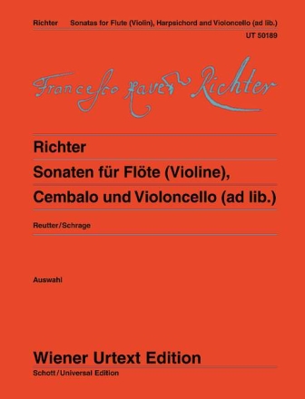 Sonaten fr Flte, obligates Cembalo (Klavier) und Violoncello Partitur und Stimmen