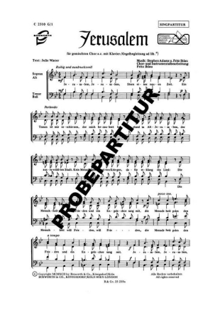 Jerusalem fr gem Chor a cappella und Klavier (Orgel) ad lib. Chorpartitur