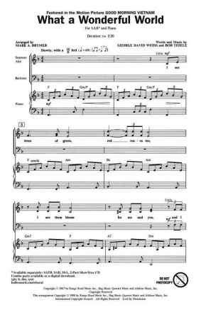 What a wonderful World for mixed chorus (SAB) and piano score