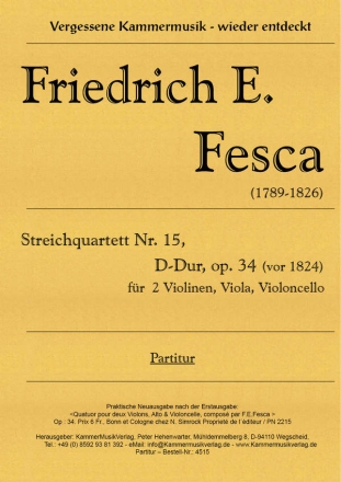 Streichquartett D-Dur Nr.15 op.34 Partitur