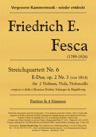 Streichquartett E-Dur Nr.6 op.2,3  Partitur und Stimmen