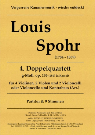 Doppelquartett g-Moll op.136 Nr.4 fr 4 Violinen, 2 Violen und 2 Violoncelli Partitur und Stimmen