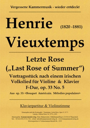 Letzte Rose F-Dur op.33,5 fr Violine und Klavier