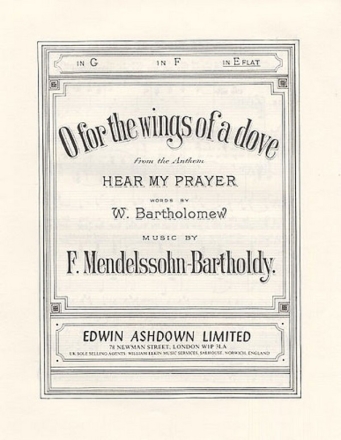 O for the Wings of a Dove fr Gesang (tief) und Klavier (en/dt)