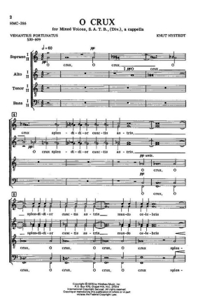 O Crux for mixed chorus a cappella score (lat/en)