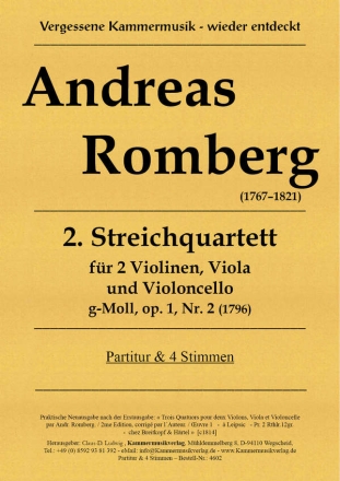 Streichquartett g-Moll op.1,2 fr Streichquartett Partitur