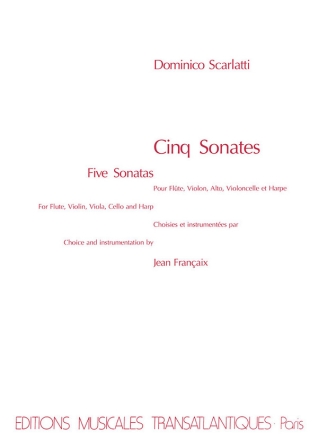 5 sonates pour flte, violon, alto, violoncelle et harpe