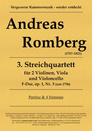 Streichquartett F-Dur op.1,3 Partitur und Stimmen