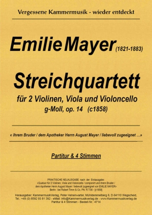 Streichquartett g-Moll op.14 fr 2 Violinen, Viola und Violoncello Partitur und Stimmen,  Reprint