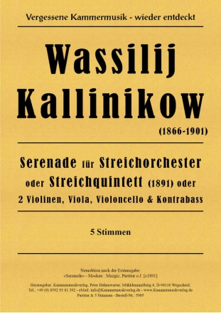Serenade g-Moll fr Streichorchester (Quintett) Partitur und Stimmen (1-1-1-1-1)