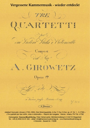 3 Streichquartette op.47 (Nr.1-3) Stimmen Faksimile