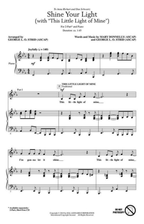 Shine your Light (This little Light of Mine) for 2-part chorus and piano score