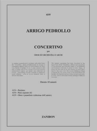 Concertino per oboe ed orchestra d'archi per oboe e piano