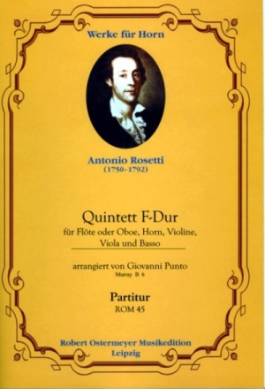 Quintett F-Dur MurrayB6 fr Flte (Oboe), Horn, Violine, Viola und Bass Partitur und Stimmen