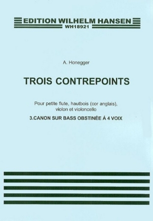 Contrepoint no.3 pour petite flute, hautbois (cor angl), violon et violoncelle partition et parties