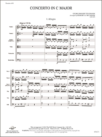 Concerto c major for string orchestra score and parts