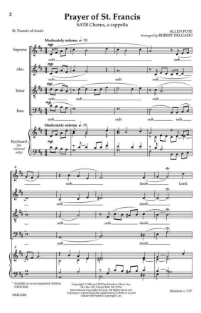 Prayer of St.Francis for mixed chorus a cappella (oiano for rehearsal only) score