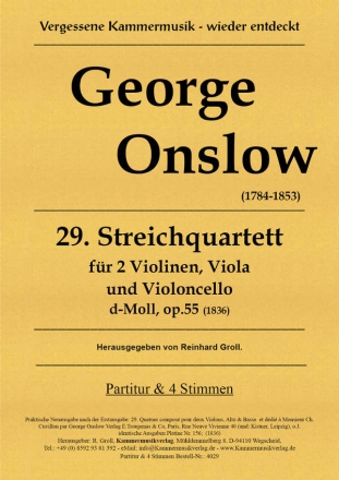Quartett d-Moll Nr.29 op.55 fr 2 Violinen, Viola und Violoncello Partitur und Stimmen