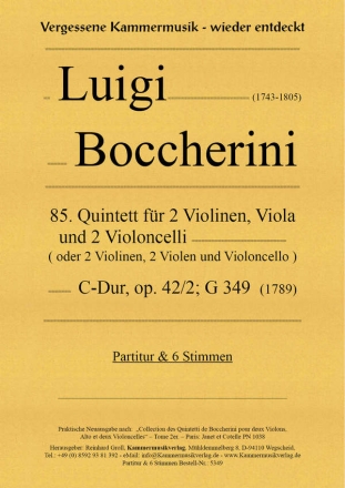 Streicherquintett C-Dur Nr.85 op42/2 G349 fr 2 Violinen, Viola und 2 Violoncelli Partitur und Stimmen