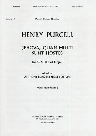 Henry Purcell, Jehova Quam Multi Sunt Soprano SATB Chorpartitur