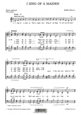 Robin Wells, I Sing Of A Maiden SATB Chorpartitur