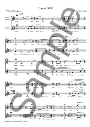 Simon Bainbridge, Sonnet XVIII Mezzo-Soprano Countertenor Buch
