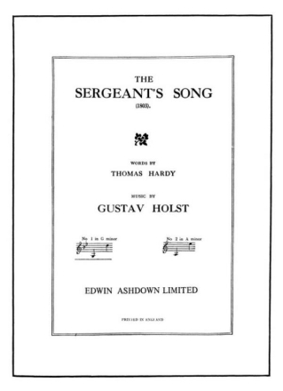 Gustav Holst: The Sergeant's Song Op.15 No.3 (G Minor Version) Voice, Piano Accompaniment Vocal Work