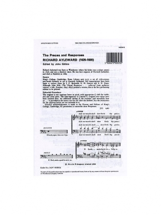 Richard Ayleward, The Preces And Responses SATB Chorpartitur