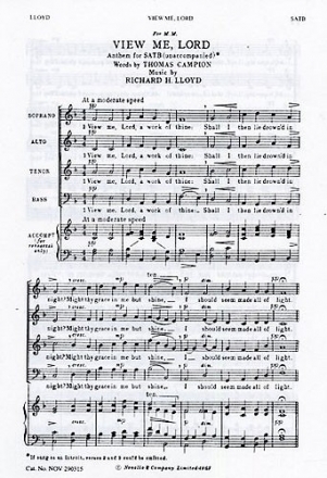 Richard H. Lloyd, View Me Lord SATB Chorpartitur