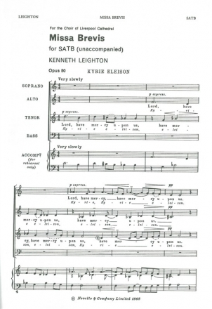 Kenneth Leighton, Missa Brevis SATB Buch