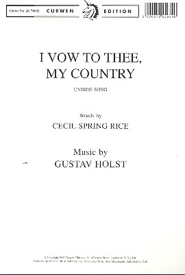 I vow to thee my Country for voice (unison chorus) and piano score