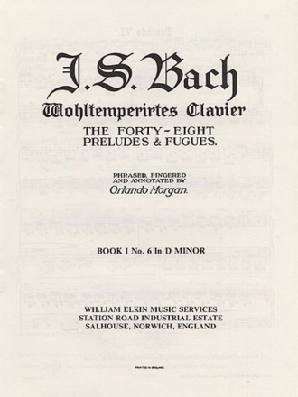 J.S. Bach: Prelude & Fugue No. 6 In D Minor Book 1 Piano Instrumental Work