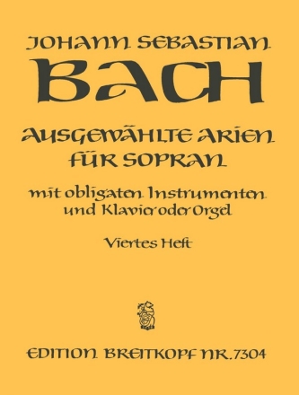 Ausgewhlte Arien Band 4 fr Sopran mit obligaten Instrumenten und Klavier (Orgel)