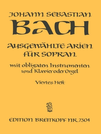 Ausgewhlte Arien Band 4 fr Sopran mit obligaten Instrumenten und Klavier (Orgel)