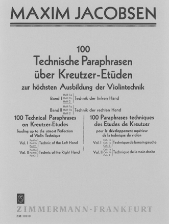 Technische Paraphrasen ber Kreutzer-Etden Band 1 Teil 2 fr Violine