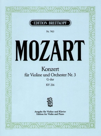 Konzert G-Dur Nr.3 KV216 fr Violine und Orchester fr Violine und Klavier
