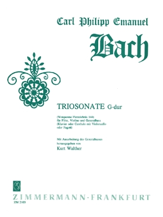 Triosonate G-Dur Wq144 fr Flte, Violine und Bc