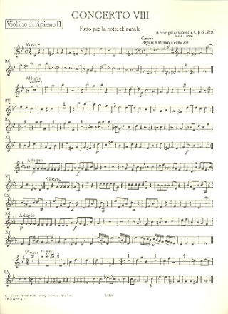 Concerto grosso g-Moll op.6,8 fr 2 Violinen, Violoncello, Streicher und Bc Violine 2