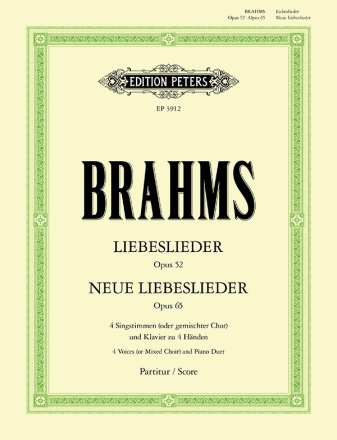 Liebeslieder op.52 und neue Liebeslieder op.65 fr gem Chor und Klavier Partitur