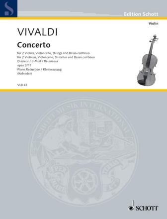 L'Estro Armonico op. 3/11 RV 565 / PV 250 für 2 Violinen, Violoncello obl., Streicher und Basso continuo Klavierauszug mit Solostimmen