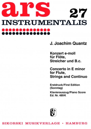 Konzert e-Moll fr Flte, Streichorchester und Bc Klavierauszug mit Solostimme