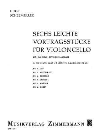 6 leichte Vortragsstcke op.12,1 fr Violoncello und Klavier