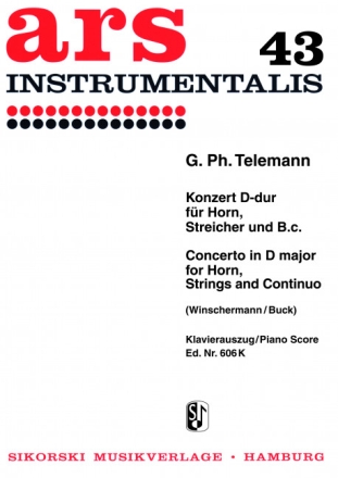 Konzert D-Dur fr Horn, Streicher und Bc Klavierauszug